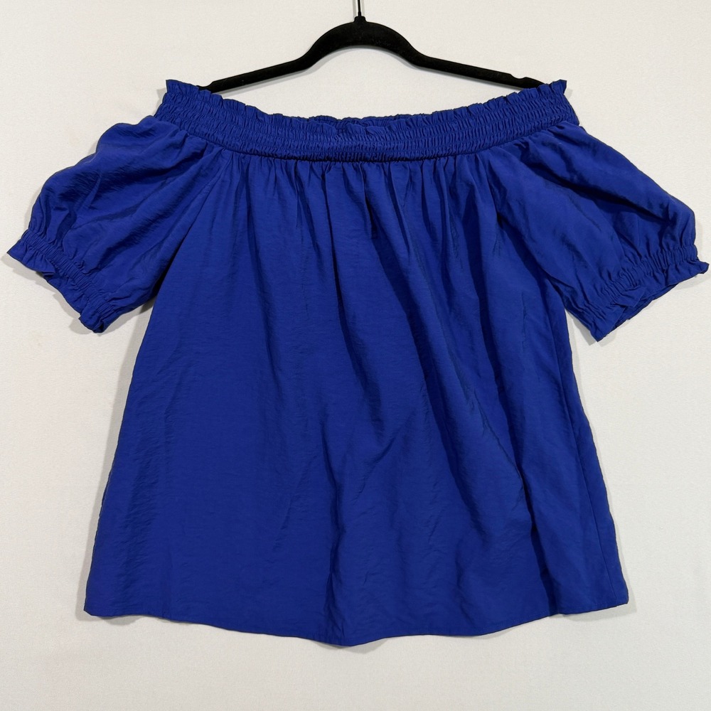 LOFT Outlet Womens Blouse Size S Blue Off The Shoulder Smocked New NWT Coquette